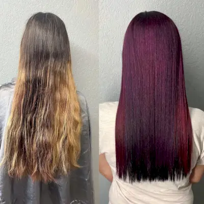 Light Brown to Black Cherry Makeover