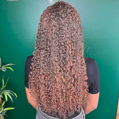 Pumpkin-Spiced Long Ginger Red Balayage Curls