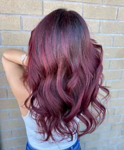Dark Red on Dark Hairstyle Balayage