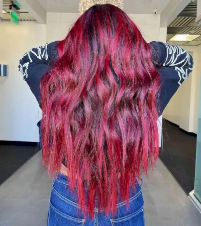 Fashionable Cherry Red Balayage
