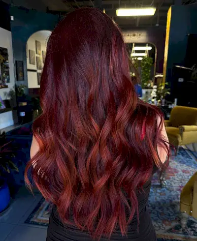 Multiple Shades of Red Balayage for long hair