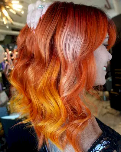 Red Balayage with Sunset-Inspired Tones