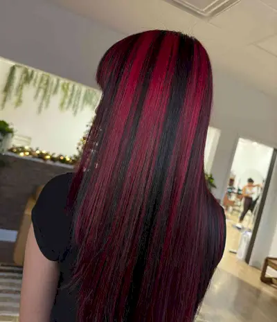 Y2k-Inspired Black and Red Skunk Stripes