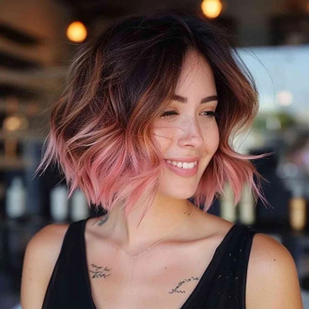 Rose Gold Ombre na tmavých vlasech' title=