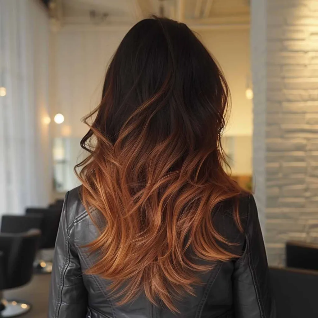 Tmavě hnědé Ombre barvení vlasů' title=
