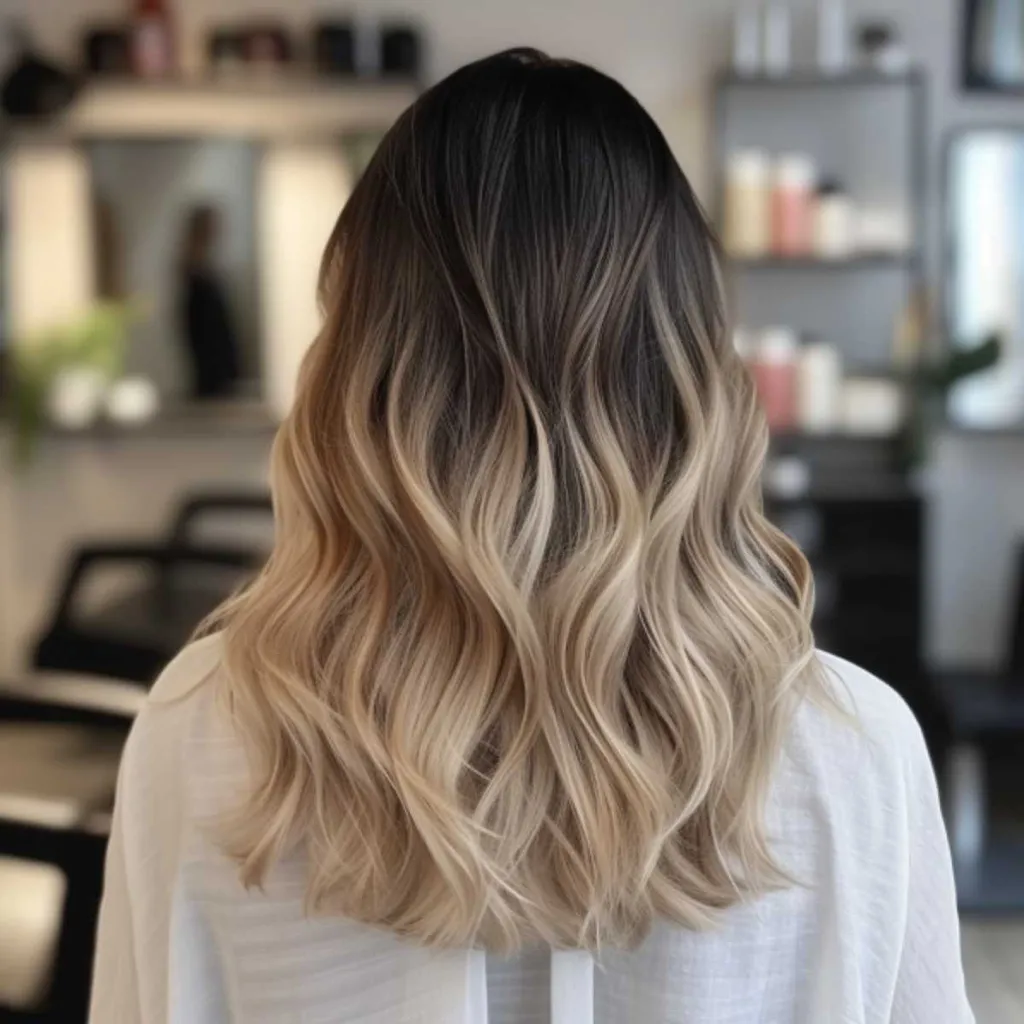 Blond Ombre na tmavých vlasech' title=