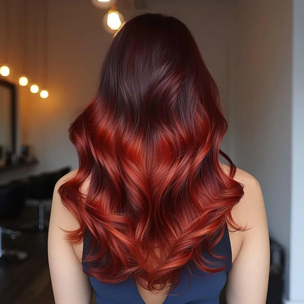 Tmavě hnědá až červená Ombre' title=