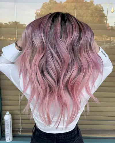 Muted Pastel Pink Wavy Hair