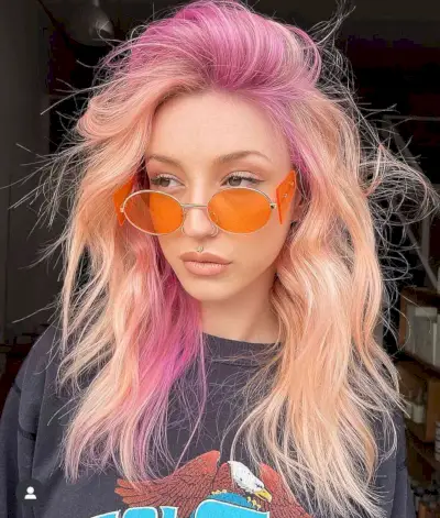 Pastel Orange and Pink Messy Hair