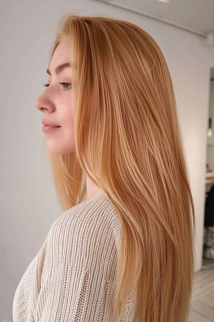 Broskvová blond barva vlasů' title=