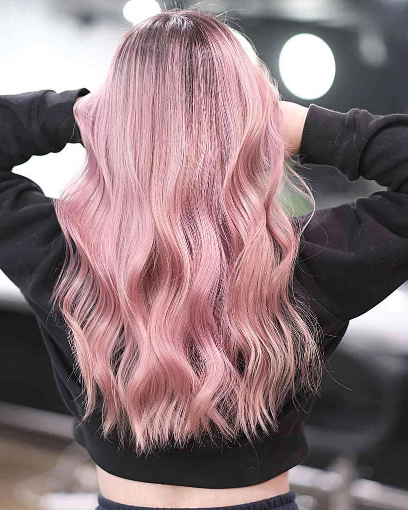 Balayage AirTouch em ouro rosa rosado' title=