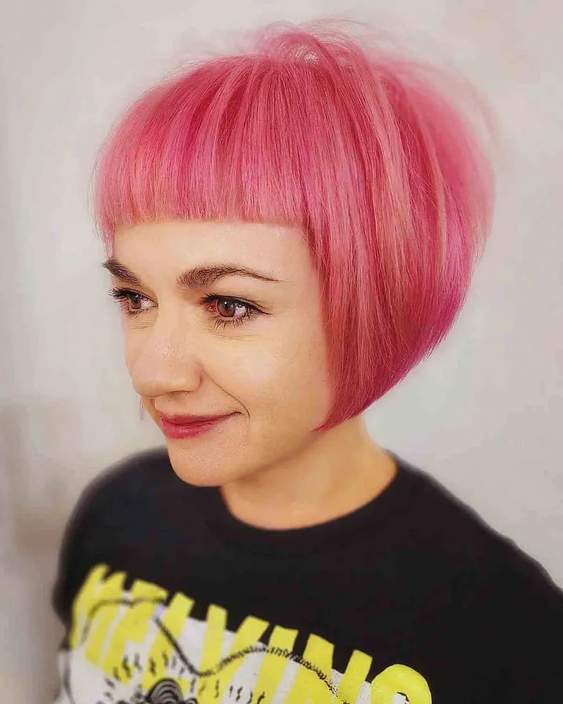 Pinkie Bob macio com franja' title=