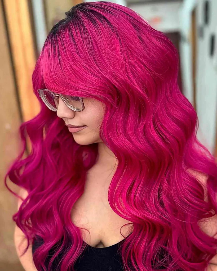 Cabelo rosa magenta longo, delicioso e grosso' title=