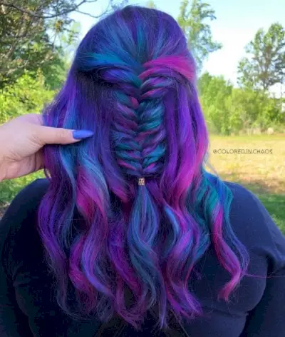 Braided Peacock Galaxy Hair
