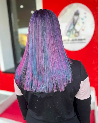 Galaxy Fuchsia Purple and Turquoise Blue Highlights