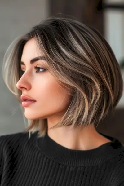 ダークココアブラウンとサンディブロンドは、ダークブラウンの髪の色を強調します。