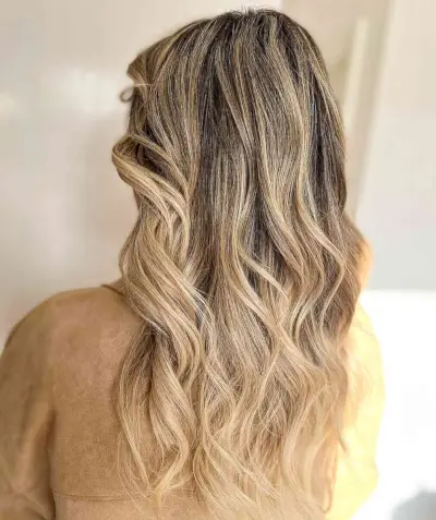 Sandy Blonde and Brown Balayage Highlights