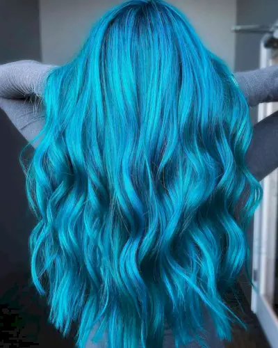 electric blue balayage hair