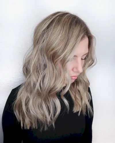 Dimensional beige platinum blonde hair