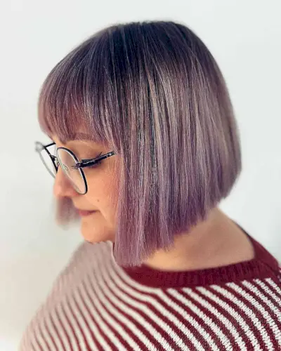 A-Line Haircut with Lavender Tones