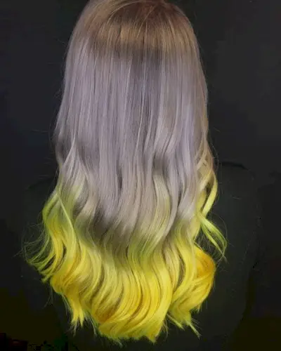 Grey to yellow long hair