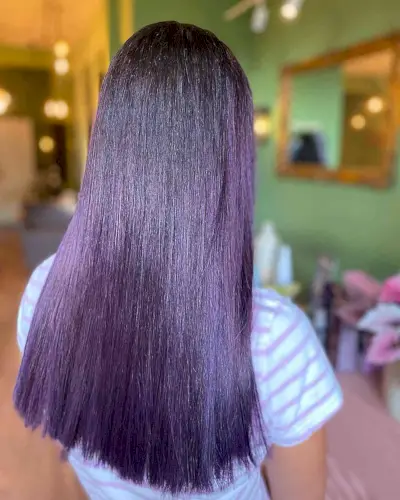 Long and Straight Midnight Purple Hair