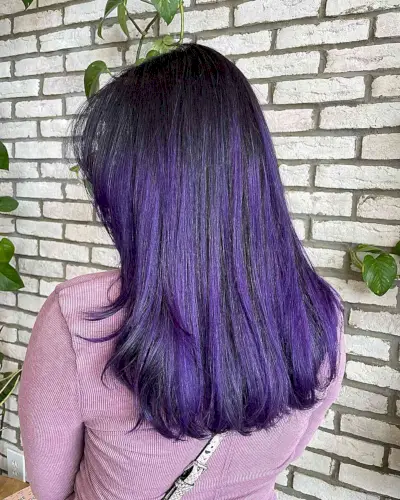 Vivid Midnight Purple with Dark Roots for Medium Hair