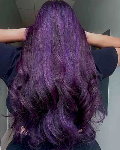 Dimensional Deep Midnight Purple Long Hair