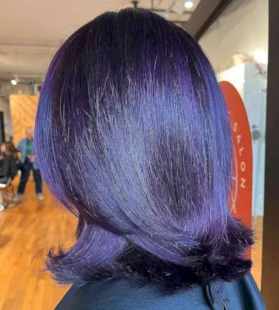 Midnight Dark Violet Mid-Length Thick Hair