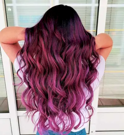 Light red purple balayage