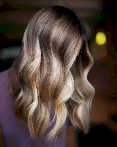 Hand-Painted Ash Blonde Highlights On Dark Brown Hair