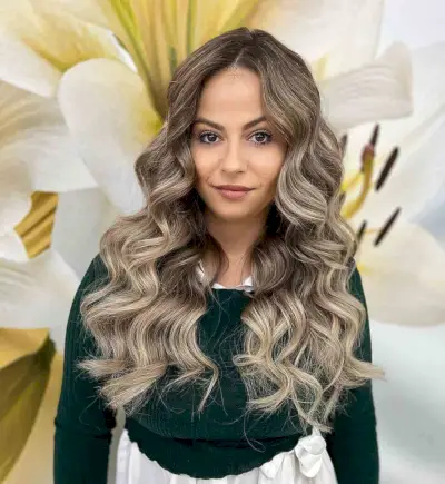 Curled Brown Hair with Blonde Ends