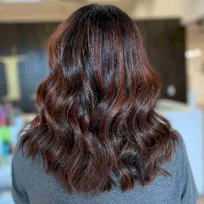 Dark Brown with Copper Balayage Highlights