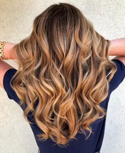 Dark Brown Hair with Auburn and Caramel Highlights