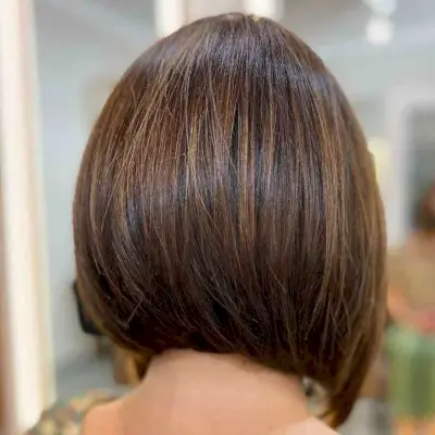 Dark Brunette with Subtle Caramel Highlighted Streaks