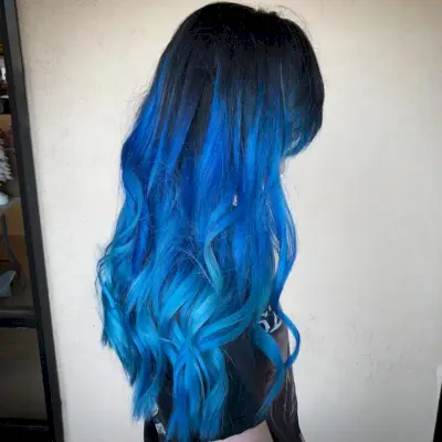 Black to Cobalt Blue Balayage Ombre
