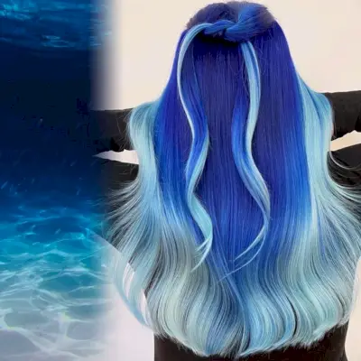 Melted turquoise blue hair