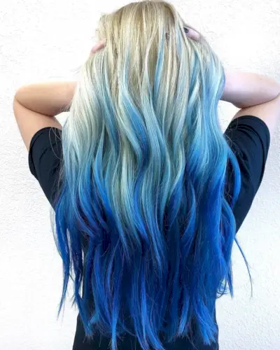 Blonde with blue reverse ombre