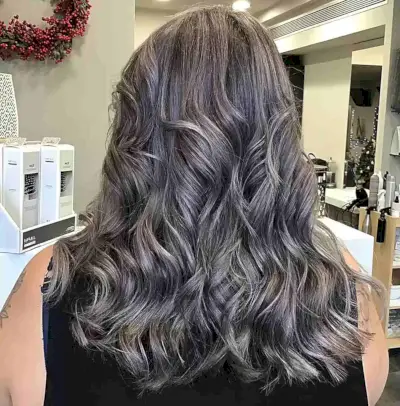 Medium-Length Metallic Silver Balayage Hair