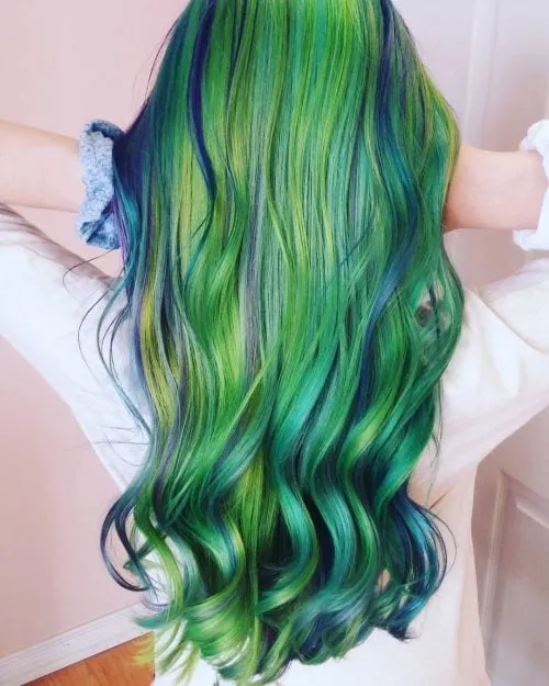 Balayage bleu vert et violet' title=