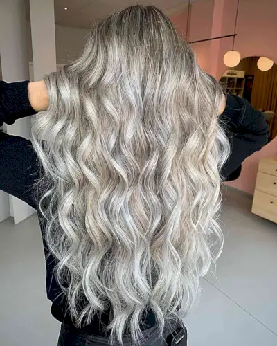 Platinum Blonde Balayage on Long Hair