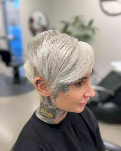 Platinum Icy Silver on Pixie Hair