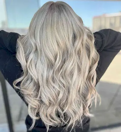 Platinum Ash Blonde Balayage with Waves
