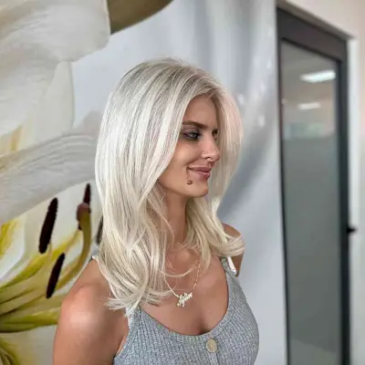 Collarbone-Length Platinum Blonde Tresses