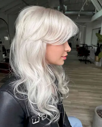Platinum Tones on Long Hair for women with long blonde straight hair
