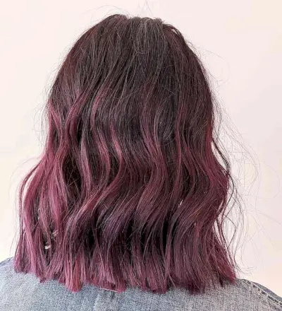 Burgundy Plum Balayage for Textured Long Bob