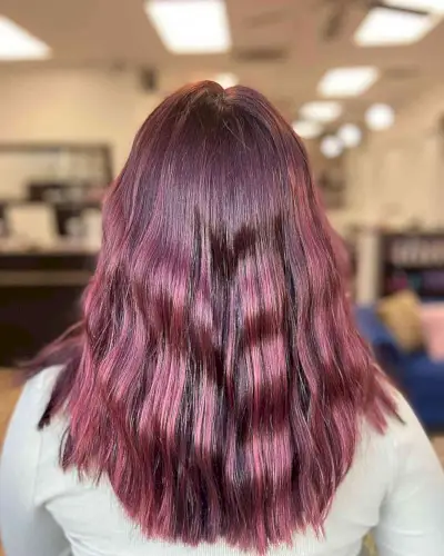 Medium-Length Hair with Light and Fiery Burgundy Balayage