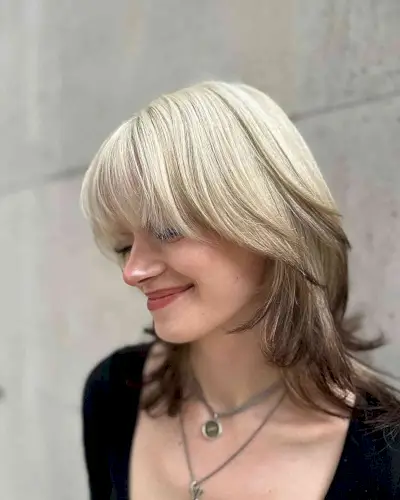 Soft Bronde Reverse Ombre with Medium Wolf Cut