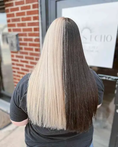 High-Contrast Blonde and Brown Long Hair