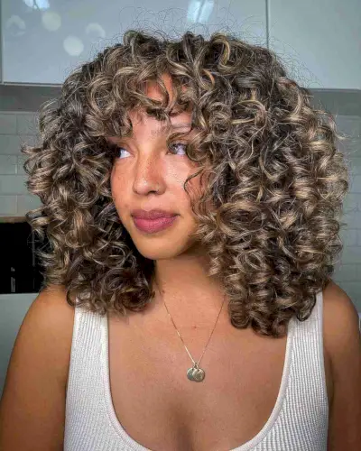 Curly Balayage Highlights